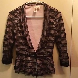 Lightweight Pink Jacket with Black Lace Overlay